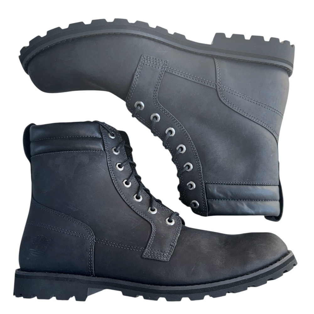 Timberland Black Rugged Boots with Lace-Up Design